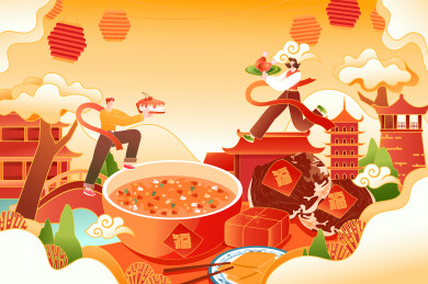 新年春节美食矢量插画