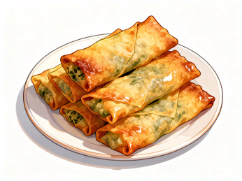 中国传统小吃美味酥脆炸春卷 