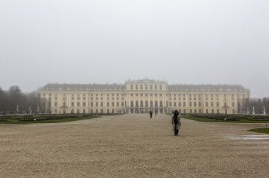 云雾朦胧中的维也纳维也纳美泉宫和皇家花园