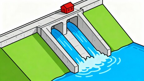 水利大坝简约水电设施场景