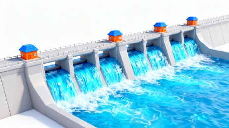 水坝闸门水利设施场景