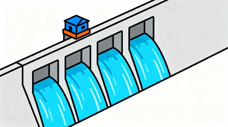 水坝闸门水利设施场景