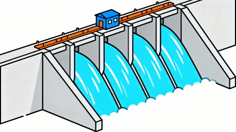 水坝闸门水利设施场景