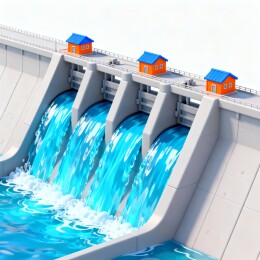 水坝闸门水利设施场景