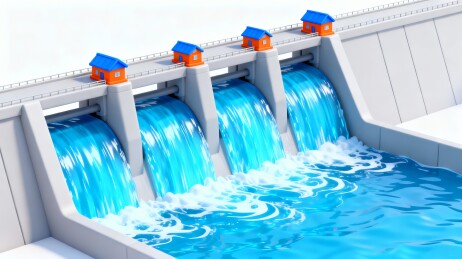 水坝闸门水利设施场景