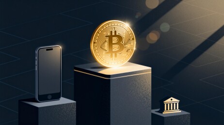 比特币与手机银行象征金融未来