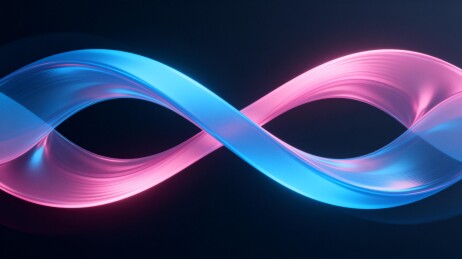 蓝粉交织无限符号光影艺术