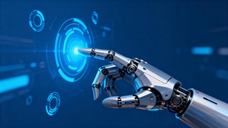 机械手触碰蓝色科技界面