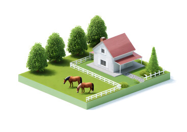 卡通养殖牧马场