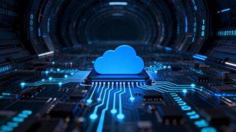 蓝色云技术电路板科技感图像