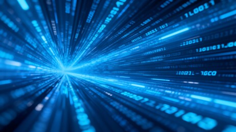 蓝色二进制代码数据流