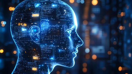 人工智能拟人头部侧视图