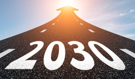 朝阳洒满2030前进方向的道路
