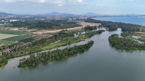 中国三亚椰子洲岛航拍