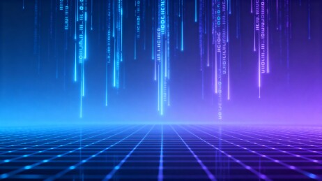 数字代码雨炫彩网格背景