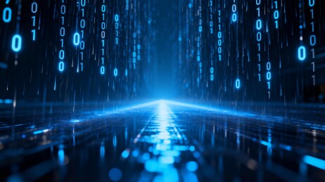 蓝色二进制代码雨科技感画面