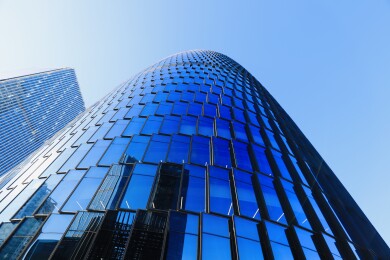 蓝天下的北京丽泽金融商务区建筑群风光