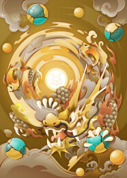 中式奇幻龙鱼祥瑞插画