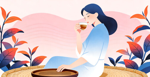 女子品茶静享悠闲时光