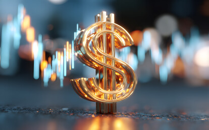 股市背景上的美元符号