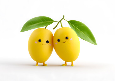 两个可爱的卡通芒果