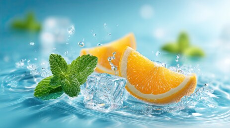 冰爽橙片薄荷水花