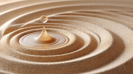 液体滴落沙面激起涟漪
