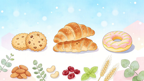 清新水彩风烘焙插画早餐面包甜品手绘素材