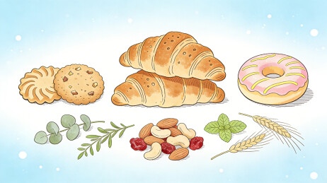 清新水彩风烘焙插画早餐面包甜品手绘素材