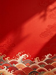 红色波浪纹织锦图案