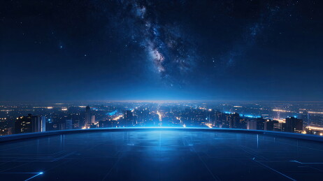 城市夜空银河璀璨