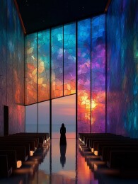 宏大建筑空间内的孤独身影