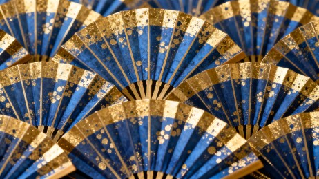 扇面纹理轻奢风晚宴背景主视觉