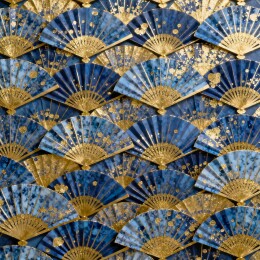 扇面纹理轻奢风晚宴背景主视觉