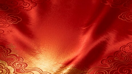 红色织锦云纹特写