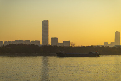 上海后滩上海SK大厦世博滨江黄昏傍晚