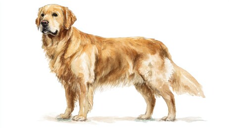 金毛犬站立侧面图