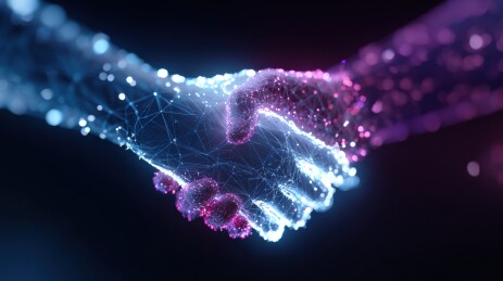 数字化握手的科技艺术