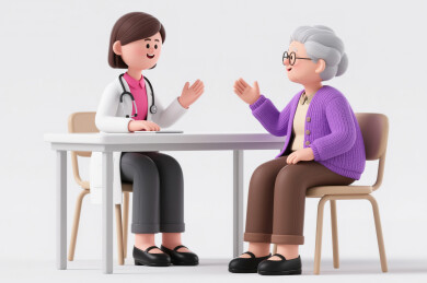 老年人生病看医生3d插画