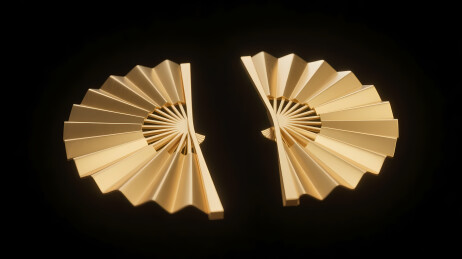 金色折扇黑底典雅