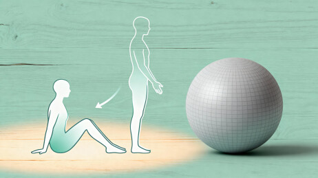 人体姿态变化与健身球示意图