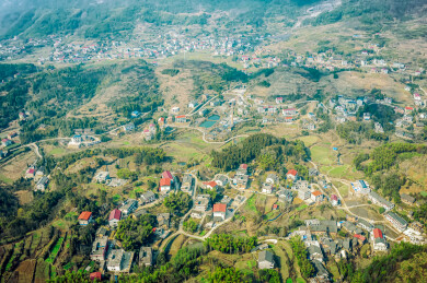 中国湖南乡村村落航拍全景