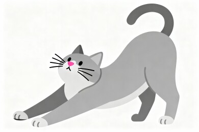 卡通猫咪伸懒腰可爱瞬间