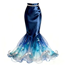 海浪鱼尾半裙设计