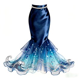 海浪鱼尾半裙设计