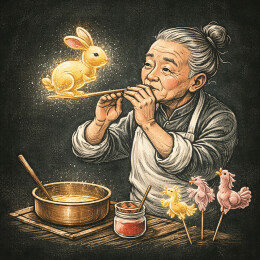 吹糖人糖塑兔子技艺