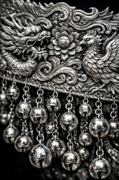 银饰流苏花纹黑白