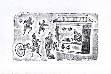 四川博物院藏彭州义和乡东汉酒肆画像石拓图