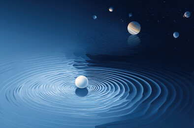 水球激起涟漪的宇宙景象