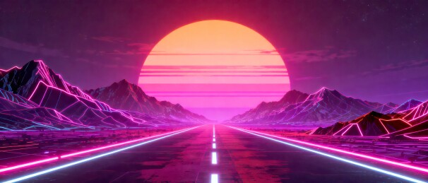 霓虹公路赛博潮流音乐节主视觉
